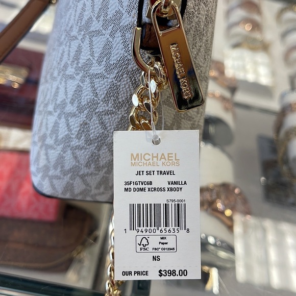 MICHAEL KORS Jet Set Medium Logo Dome Satchel Crossbody 
Vanilla 
NWT - Picture 14 of 16